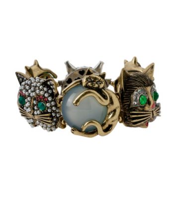 UPC 885043975078 product image for Betsey Johnson® Goldtone/Multicolor Cat Stretch Bracelet | upcitemdb.com