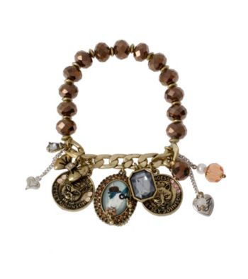 UPC 885043979014 product image for Betsey Johnson® Cameo & Coin Multi Charm Half Stretch Bracelet | upcitemdb.com