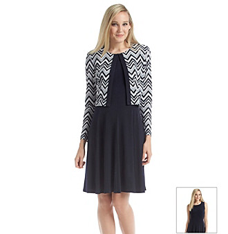 UPC 689886976625 product image for Jessica Howard® Long Sleeve Sequin Print Jacket Solid Dress | upcitemdb.com