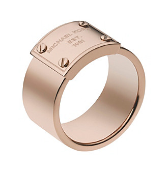 UPC 796483021075 product image for Michael Kors® Rose Goldtone Logo Plate Ring | upcitemdb.com
