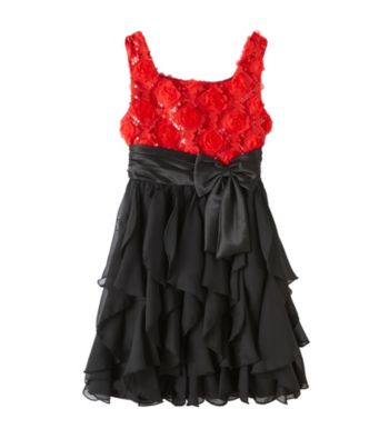 Rare Editions® Girls' 7-16 Sequin Top with Ruffle Skirt