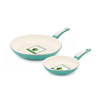 GreenPan 7" and 10" Turquoise Open Frypan Set