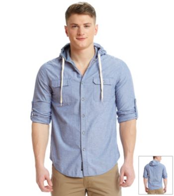 button down hoodie men's