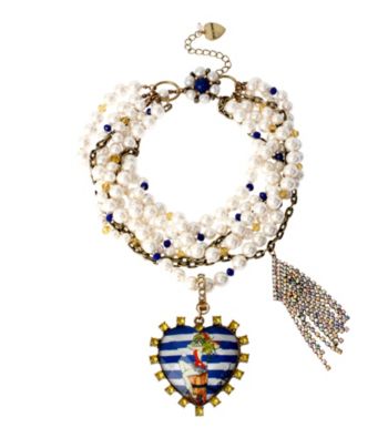 UPC 885043998770 product image for Betsey Johnson® Goldtone Pin-Up Girl Heart Pendant Faux Pearl Necklace | upcitemdb.com