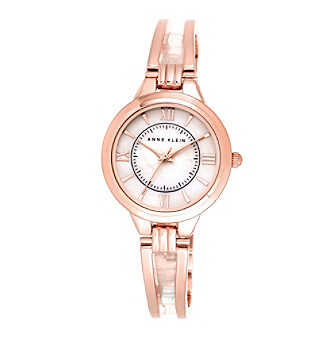 Anne Klein&reg; Rose Goldtone Open Bangle Bracelet Watch