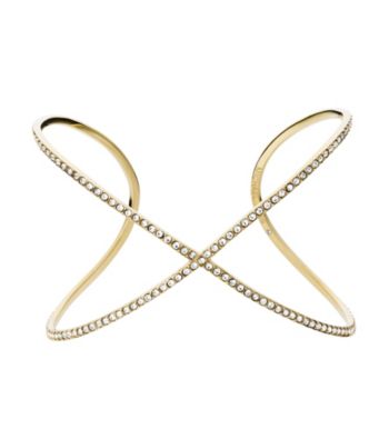 Michael Kors Goldtone Clear Open X Cuff Bracelet