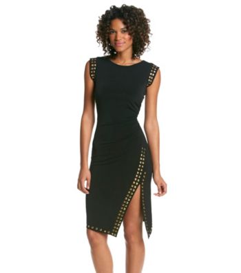 michael kors black dress with gold studs