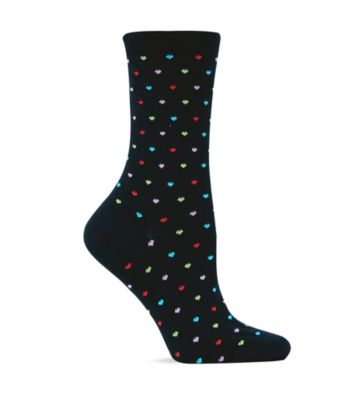 UPC 047852987110 product image for Hot Sox Pindot Hearts Crew Socks | upcitemdb.com