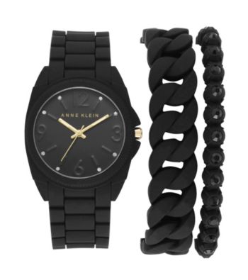UPC 086702555635 product image for Anne Klein® Black Silicon Bracelet Watch Set | upcitemdb.com