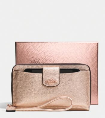 coach wallets metallic