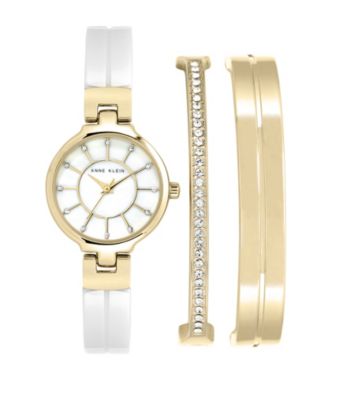 UPC 086702557585 product image for Anne Klein® Goldtone Enamel Crystal Bangle Watch Set | upcitemdb.com