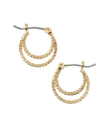 UPC 083355076418 product image for Napier® Goldtone Double Row Hoop Earrings | upcitemdb.com