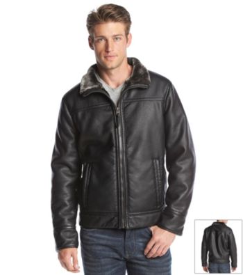 calvin klein men's faux leather jacket