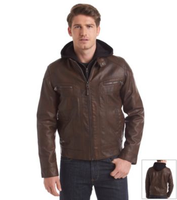 UPC 888738031769 product image for Calvin Klein Men's Faux Leather Hooded Jacket | upcitemdb.com