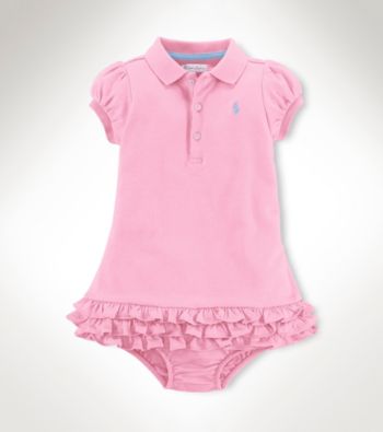 UPC 888978624318 product image for Ralph Lauren Childrenswear Baby Girls' 9-24 Month Short Sleeve Ruffle Hem Dress | upcitemdb.com