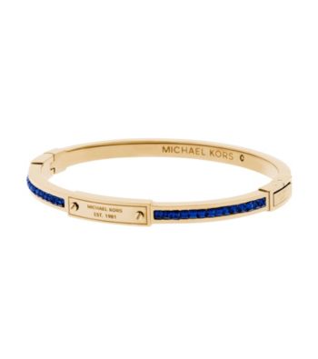 UPC 796483192294 product image for Michael Kors® Goldtone Navy Stone Hinge Logo Bangle Bracelet | upcitemdb.com