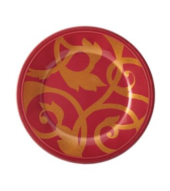 Rachael Ray&reg; Gold Scroll Cranberry Red Salad Plate