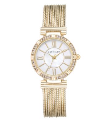 UPC 086702563463 product image for Anne Klein® Goldtone Chain Bracelet Watch with Crystal Bezel | upcitemdb.com