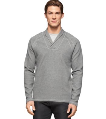 UPC 797762372222 product image for Calvin Klein Men's Long Sleeve Blocked Shawl Collar Pullover | upcitemdb.com
