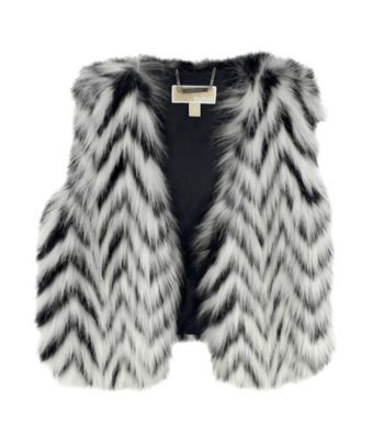 michael kors black fur vest