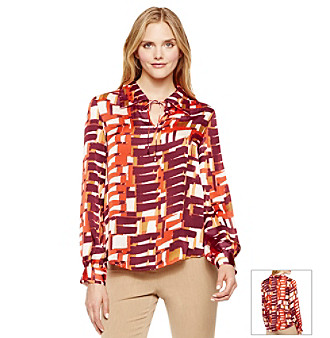 UPC 039372251932 product image for Vince Camuto® Graphic Tie-Neck Blouse | upcitemdb.com