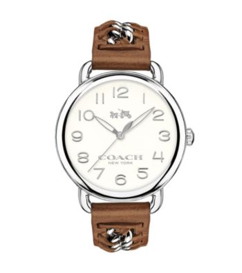 UPC 885997158701 product image for COACH DELANCY CHAIN LINK LEATHER WATCH | upcitemdb.com