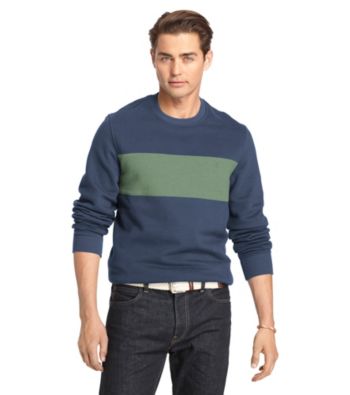 UPC 015844175760 product image for Izod® Men's Suede Fleece Stripe Chest Crew Neck Sweatshirt | upcitemdb.com