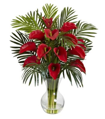 Nearly Natural&reg; Calla Lily & Areca Palm Silk Flower 