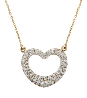 Crystal Heart Pendant Necklace in 14k Yellow Gold