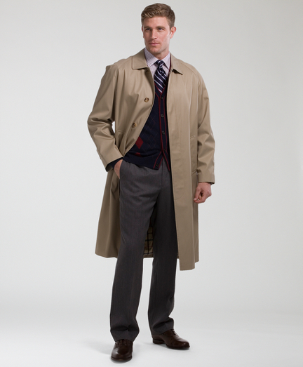 A timeless style in pure cotton that is specially finished to be water-resistant. Genuine horn buttons. Dry clean. Imported.