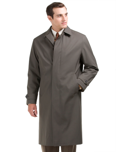 Classic trench styling in high tenacity wool/elastan blend from Loro Piana�.  Dry clean.  Imported.