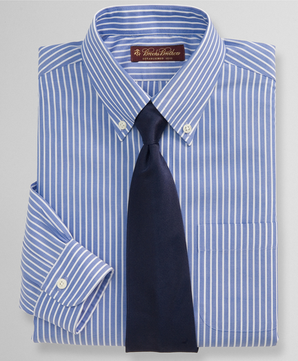 Pure cotton treated to resist wrinkles. Pucker-free seams look freshly pressed all day. Single-needle tailoring. Durable cross-stitched buttons. Machine wash. Imported.