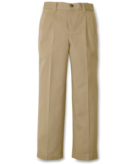 Non-iron chinos. High-performance cotton treated to resist wrinkles. Stone washed for extra softness. Elastic waist for sizes 4-6. Machine wash. Imported.