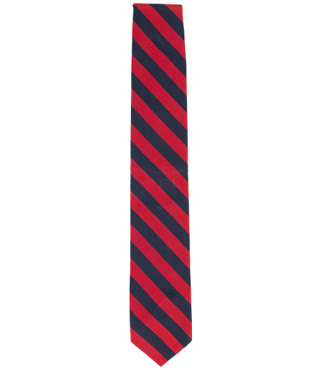 Silk and cotton from Italy. 2 1/4" width. Grosgrain trim at neck. Dry clean. Made in the USA.