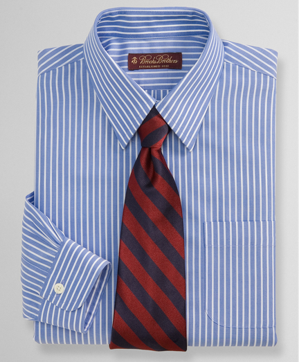 Pure cotton treated to resist wrinkles. Pucker-free seams look freshly pressed all day. Single-needle tailoring. Durable cross-stitched buttons. Forward-point collar and barrel cuffs pinpoint cotton. Machine wash. Imported.