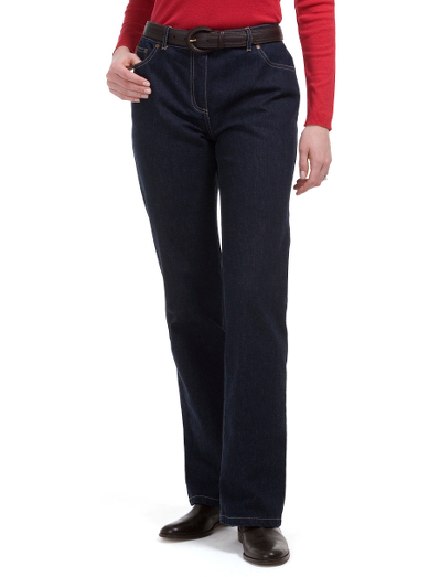 Our slim fit jean with a slight bootcut leg. Sits lower on the waist. Cotton with a touch of lycra for stretch. Contoured waistband. 32" inseam. Machine wash. Imported.