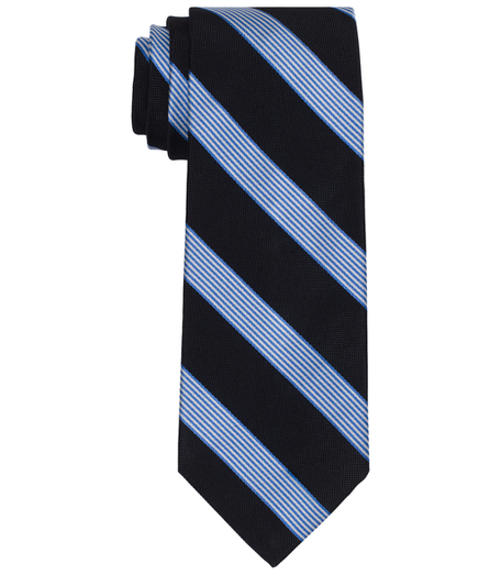 Pure silk woven in England. 3 1/2" width. Dry clean. Made in the USA.