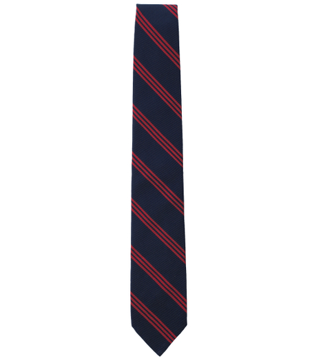 Pure silk. 2 1/4" width. Grosgrain trim at neck. Dry clean. Made in the USA.