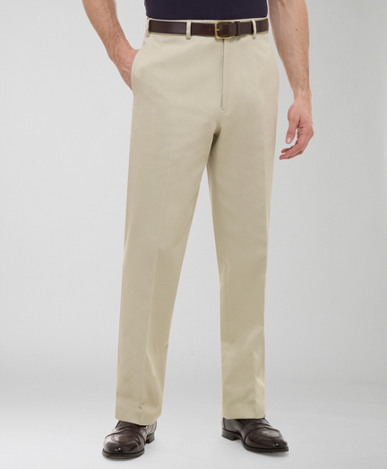 The essential dress chinos are beautifully tailored in lightweight pure cotton twill with an ultra-soft hand. Constructed split waistband allows for easy alterations. On-seam side pockets. Back darts for a perfect fit. Plain front. Unfinished hems. Dry clean. Imported.