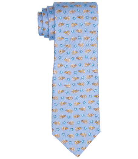 Pure silk printed in Italy. 3 1/2" width. Dry clean. Made in the USA.