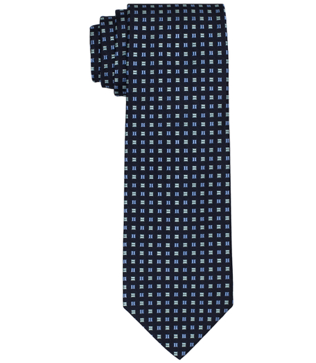 Pure silk woven in England. 3 1/2" width. Dry clean. Made in the USA.