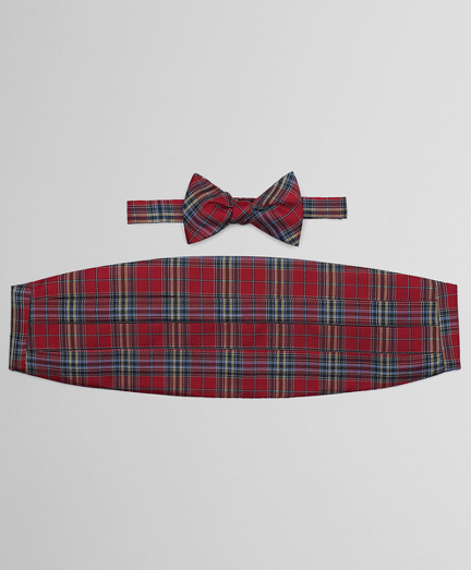 Pure silk woven to perfection in Italy. Set includes cummerbund and pre-tied bow tie. Dry clean. Made in the USA.
