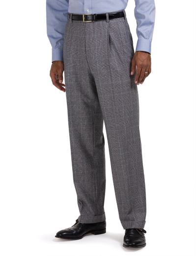 Elegant pattern in pure Italian wool.  Classic Madison relaxed fit. Lined to the knee. Unfinished hems. Made in Canada. Dry clean.