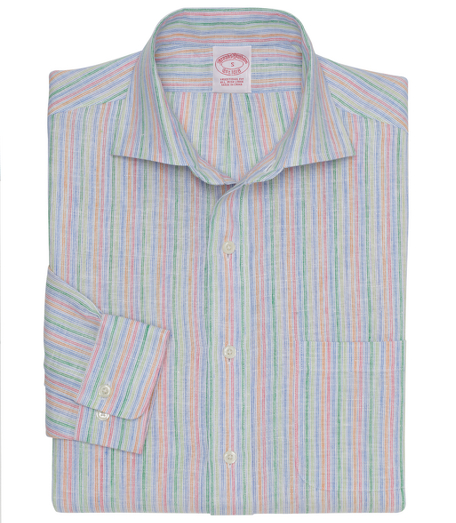 Pure Irish linen. The original Polo� button-down collar. Center front placket. Superdurable logo buttons. Center back pleat and signature shirring at barrel cuffs. Left chest pocket. Machine wash. Imported. Also available in Slim fit.