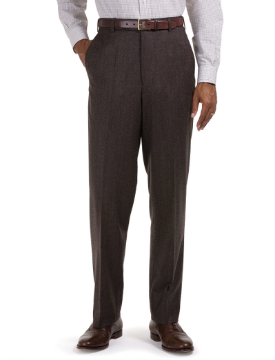 Elegant pattern in pure Italian wool.  Classic Madison relaxed fit. Lined to the knee. Unfinished hems. Made in Canada. Dry clean.