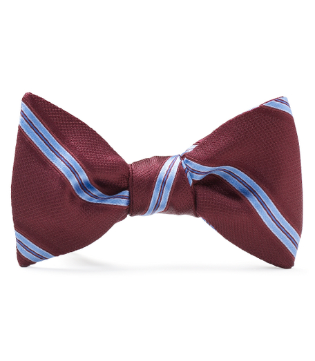 Pure silk woven in Italy. Self tie. Dry clean. Made in the USA.