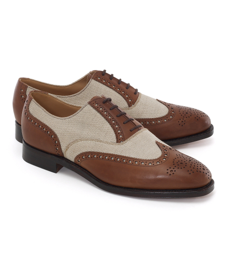 Expertly crafted exclusively for Brooks Brothers in fine calfskin and luxurious canvas. Leather lining and soles. Genuine Goodyear welt construction. Made in England. D width only.