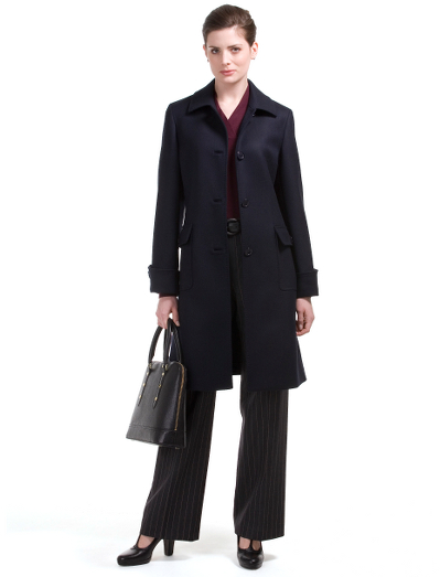 Lightweight wool/cashmere woven in Italy. Patch pockets. Corozo buttons. Half lined. 38" center back length. Dry clean. Imported.