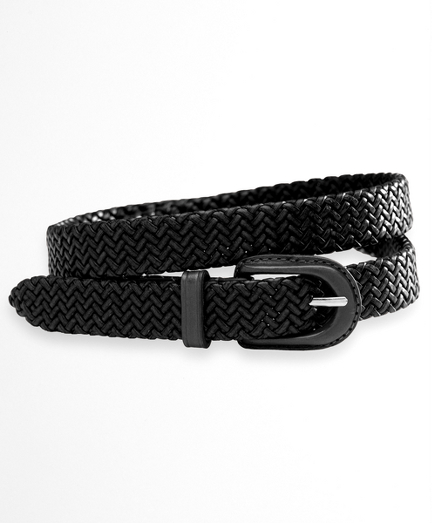 Genuine leather thin braided belt is detailed with a leather-covered buckle. 7/8" wide. Imported.