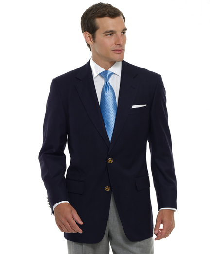 A classic blazer that is an essential ingredient in every gentleman's wardrobe. Woven in pure wool. 2-button. Golden Fleece logo buttons. 100% Bemberg lining. Dry clean. Made in the USA.